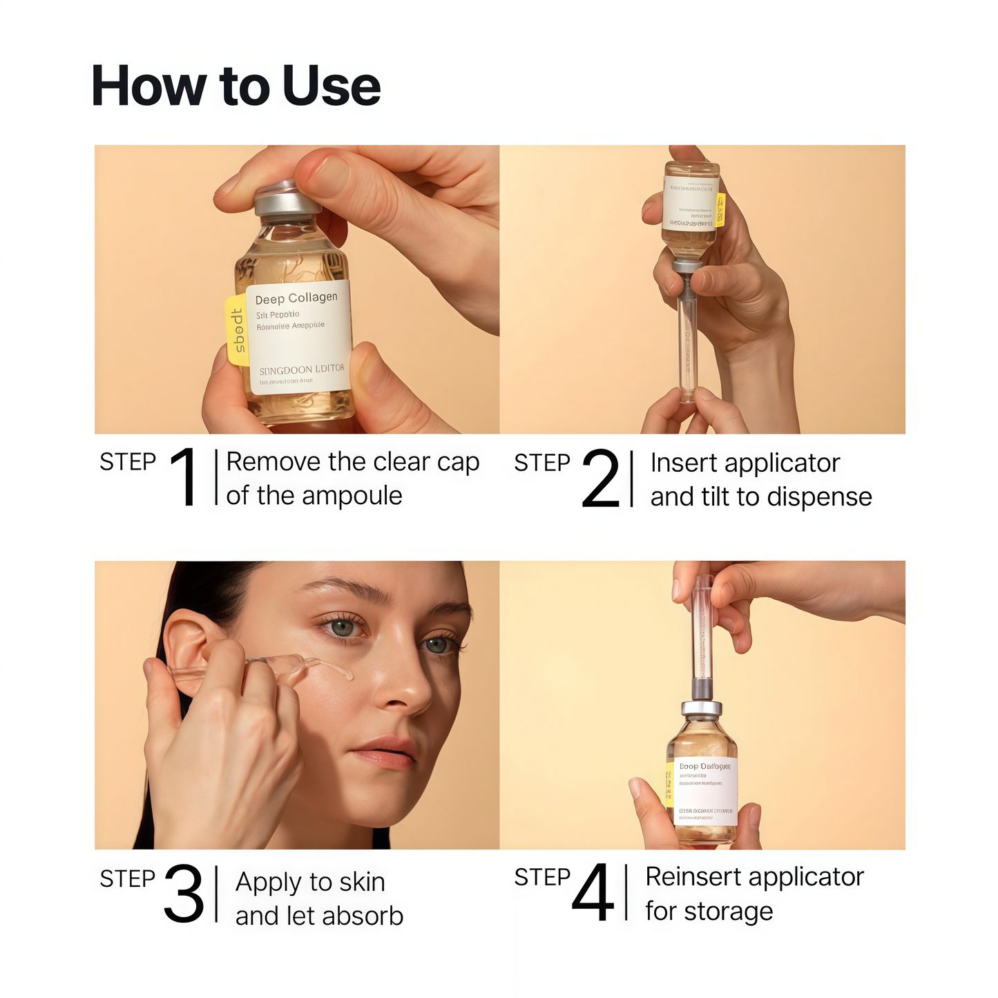 SUNGBOON EDITOR Glow Intensive Silk Peptide Ampoule, Copper Peptides Serum for Face with Collagen & Multi Peptides, Hydrating Korean Skincare Facial Serum for Smooth-Looking Skin, 1.35 fl oz