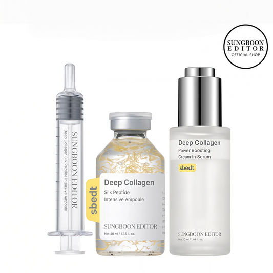 [Sungboon] Silk Collagen & Peptide Face-Lift Duo – Ampoule + Serum with 8 types Hyaluronic Acid for wrinkles & fine lines | Gift set Firming, Moisturizing, Collagen Boosting, Anti aging Korean Home for all skin types Daily Restore